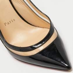 Pre Owned Christian Louboutin Black Patent Leather and PVC Paralili Slingback Pumps Size 39