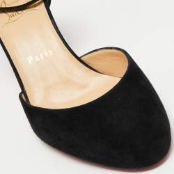 مملوكة مسبقًا Christian Louboutin Black Suede Round Toe Ankle Strap Pumps Size 39.5