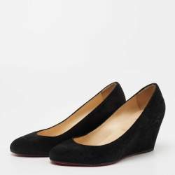 Christian Louboutin Black Suede Ron Ron Wedge Pumps Size 40
