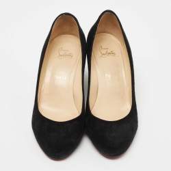 Christian Louboutin Black Suede Ron Ron Wedge Pumps Size 40