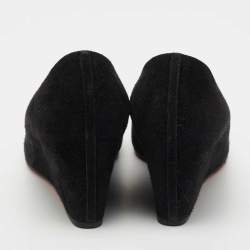 Christian Louboutin Black Suede Ron Ron Wedge Pumps Size 40