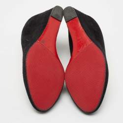Christian Louboutin Black Suede Ron Ron Wedge Pumps Size 40
