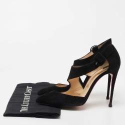 Pre Owned Christian Louboutin Black Suede Sharpetta Pumps Size 38.5