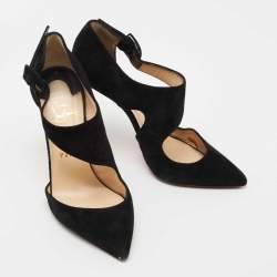Pre Owned Christian Louboutin Black Suede Sharpetta Pumps Size 38.5