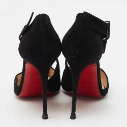 Pre Owned Christian Louboutin Black Suede Sharpetta Pumps Size 38.5