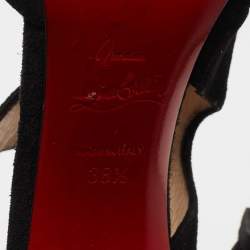 Pre Owned Christian Louboutin Black Suede Sharpetta Pumps Size 38.5