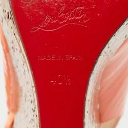 Christian Louboutin Peach Patent Leather Une Plume Wedge Sandals Size 40.5