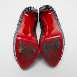 Christian Louboutin Metallic Blue Python Lady Peep Toe Pumps Size 37