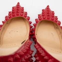 Pre Owned Christian Louboutin Red Patent Leather Pigalle Spike Pumps Size 37.5