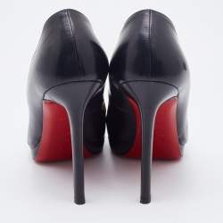 Pre Owned Christian Louboutin Black Leather Pointed Toe Pigalle Plato Pumps Size 37.5