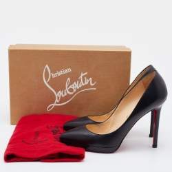 Pre Owned Christian Louboutin Black Leather Pointed Toe Pigalle Plato Pumps Size 37.5
