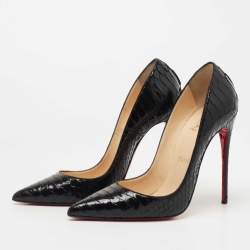 Pre Owned Christian Louboutin Black Python So Kate Pumps Size 38