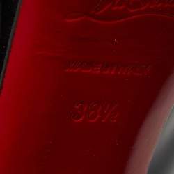 Pre Owned Christian Louboutin Black Patent Leather Lady Peep Pumps Size 38.5