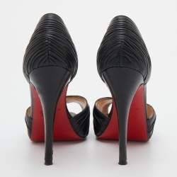 Pre Owned Christian Louboutin Black Leather Armadillo Peep Toe Platform Pumps Size 36