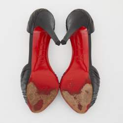 Pre Owned Christian Louboutin Black Leather Armadillo Peep Toe Platform Pumps Size 36