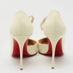 مملوكة مسبقًا Christian Louboutin Off White Patent Leather Jumping D'orsay Pumps Size 38
