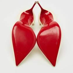 مملوكة مسبقًا Christian Louboutin Off White Patent Leather Jumping D'orsay Pumps Size 38