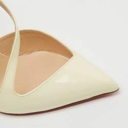 مملوكة مسبقًا Christian Louboutin Off White Patent Leather Jumping D'orsay Pumps Size 38