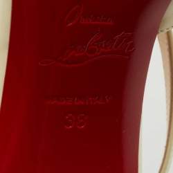 مملوكة مسبقًا Christian Louboutin Off White Patent Leather Jumping D'orsay Pumps Size 38