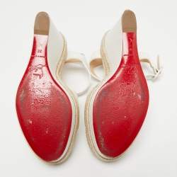 Christian Louboutin White Leather Almeria Wedge Sandals Size 39