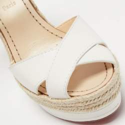 Christian Louboutin White Leather Almeria Wedge Sandals Size 39