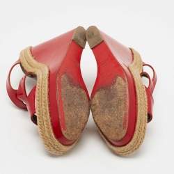 Christian Louboutin Red Patent Bilbao 120 Wedge Espadrilles Sandals Size 40