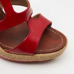 Christian Louboutin Red Patent Bilbao 120 Wedge Espadrilles Sandals Size 40