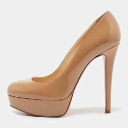 Christian Louboutin, Shoes, Christian Louboutin Bianca Patent Leather  Platform Pumps Nude Sz 36