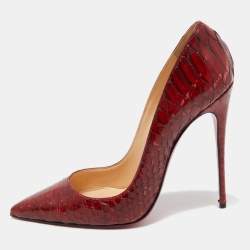 مملوكة مسبقًا Christian Louboutin Dark Red Python So Kate Pumps Size 39