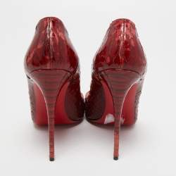 مملوكة مسبقًا Christian Louboutin Dark Red Python So Kate Pumps Size 39