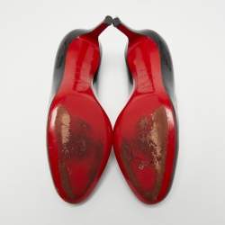 Pre Owned Christian Louboutin Black Patent Leather Simple Pumps Size 36.5