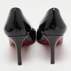 Pre Owned Christian Louboutin Black Patent Leather Simple Pumps Size 36.5