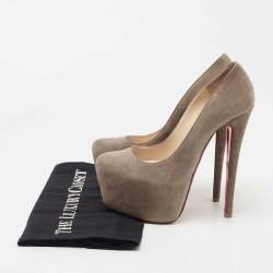 Pre Owned Christian Louboutin Grey Suede Daffodile Pumps Size 34