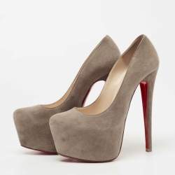Pre Owned Christian Louboutin Grey Suede Daffodile Pumps Size 34