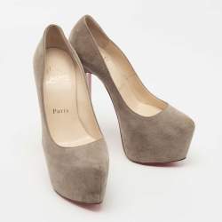 Pre Owned Christian Louboutin Grey Suede Daffodile Pumps Size 34