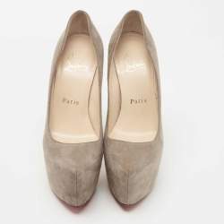 Pre Owned Christian Louboutin Grey Suede Daffodile Pumps Size 34