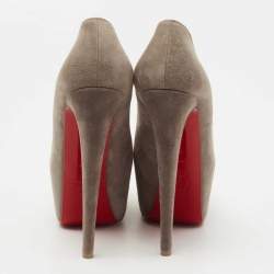Pre Owned Christian Louboutin Grey Suede Daffodile Pumps Size 34
