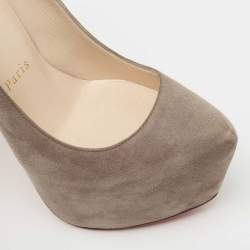 Pre Owned Christian Louboutin Grey Suede Daffodile Pumps Size 34