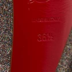 Pre Owned Christian Louboutin Multicolor Glitter Lady Peep Slingback Pumps Size 36.5