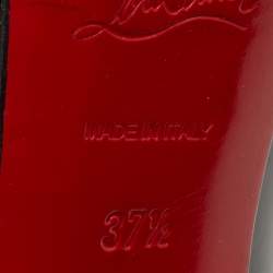 Pre Owned Christian Louboutin Black Patent Leather Lady Peep Pumps Size 37.5