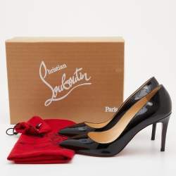 Pre Owned Christian Louboutin Black Patent Leather Pigalle Pumps Size 38.5