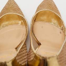 مملوكة مسبقًا Christian Louboutin Gold Leather and Mesh Follies Resille Pumps Size 38