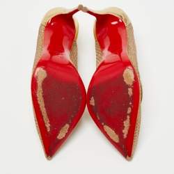 مملوكة مسبقًا Christian Louboutin Gold Leather and Mesh Follies Resille Pumps Size 38