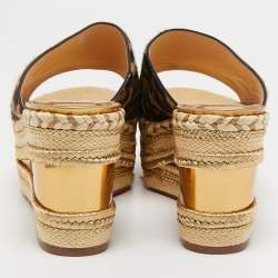 Christian Louboutin Brown/Beige Calf Hair Myriama Leopard Wedges Sandals Size 41