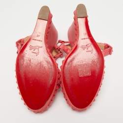 Christian Louboutin Pink Leather Pyraclou Wedge  Sandals Size 41