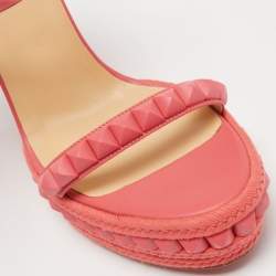 Christian Louboutin Pink Leather Pyraclou Wedge  Sandals Size 41