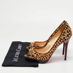 Pre Owned Christian Louboutin Brown Leopard Print Calf Hair Yolanda Spikes Pumps Size 41