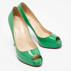 Christian Louboutin Green Patent Leather Very Prive Pumps Size 41