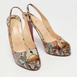 Christian Louboutin Multicolor Python No Prive Slingback Pumps Size 41