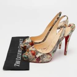 Christian Louboutin Multicolor Python No Prive Slingback Pumps Size 41